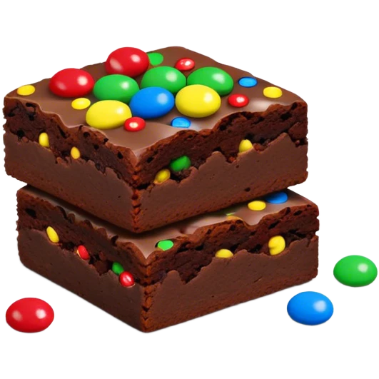 Decadent realistic brownie with mini m&m's candies emoji