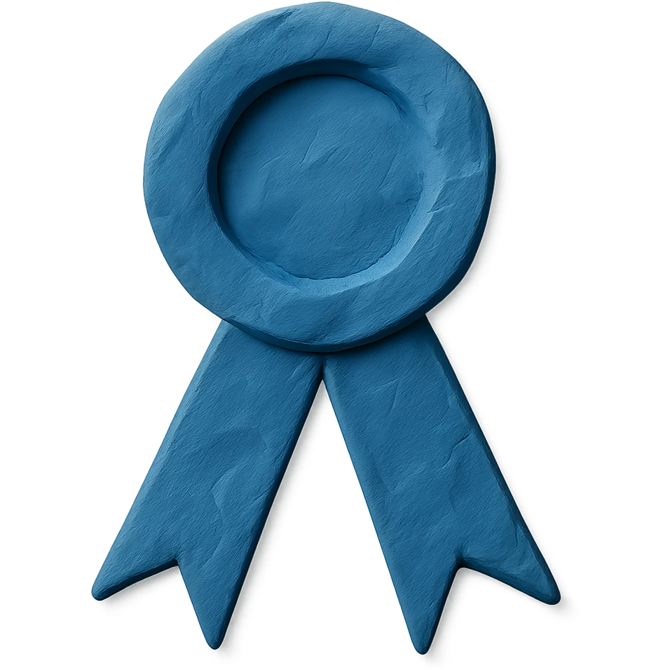 blue ribbon in claymation style emoji