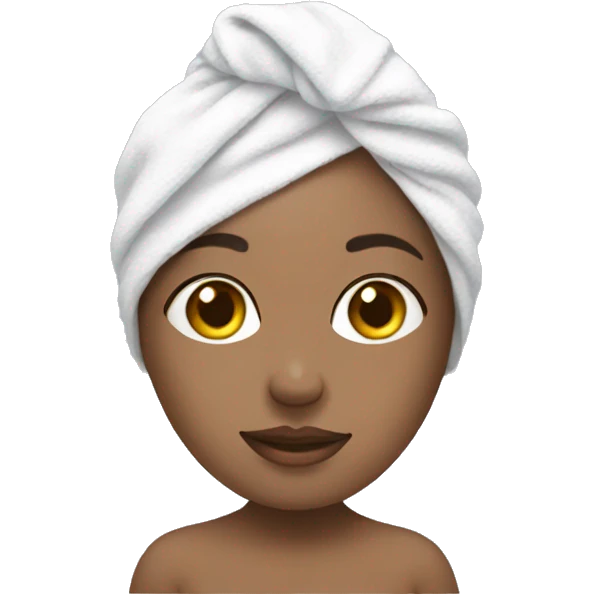 girl wearing a facial skincare mask with a towel on her head emoji