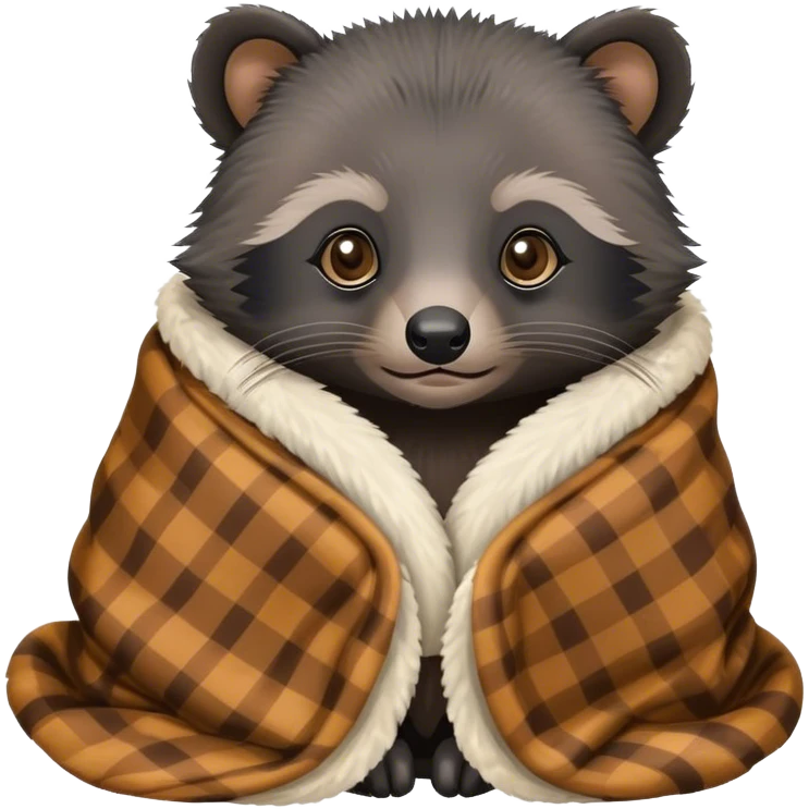 Baby binturong cozy in blanket  emoji