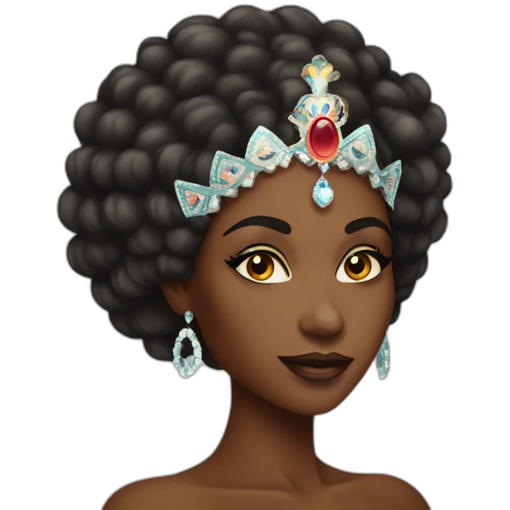 Black woman with dark brown eyes Queen of rio carnival emoji