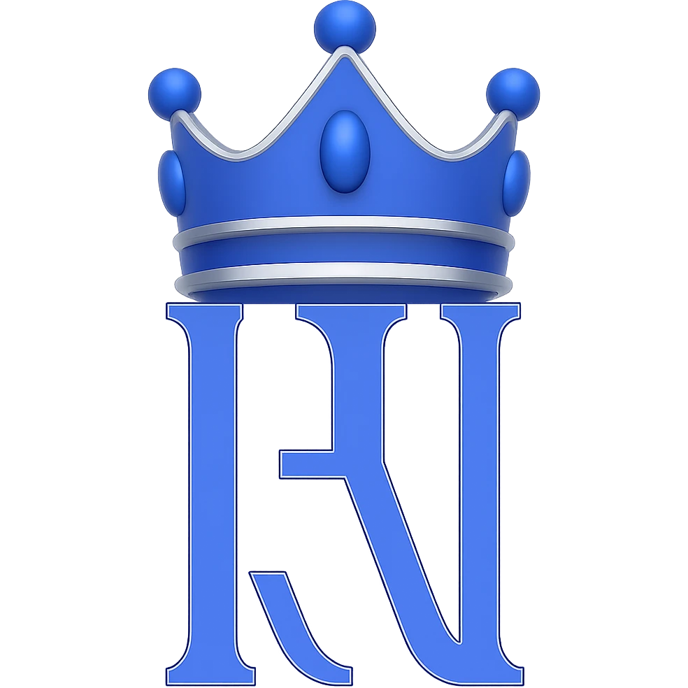 Add a royal crown on top of the Roman numeral II, keep the royal blue, white, and silver colors, in a 3D emoji style. Remove the background. emoji