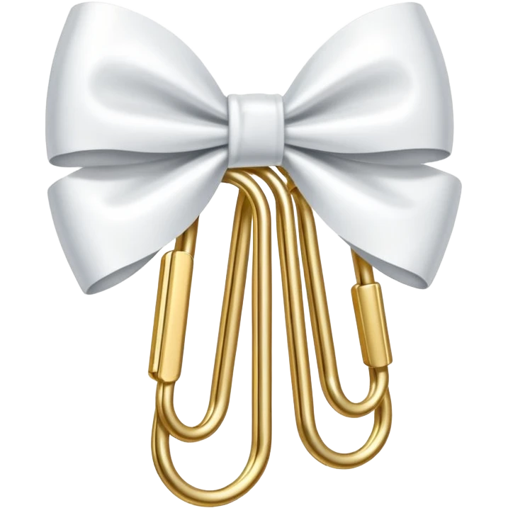 one gold paper clip with a white bow in the middle emoji