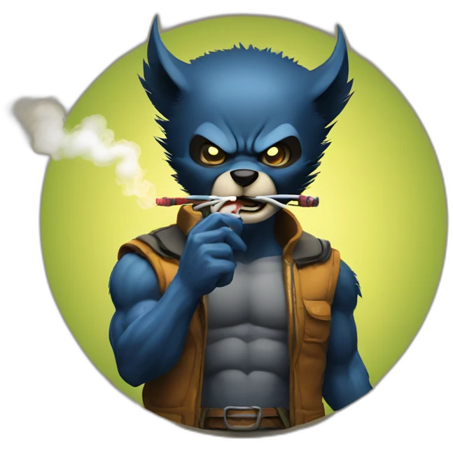 Wolverine smokes a hookah emoji
