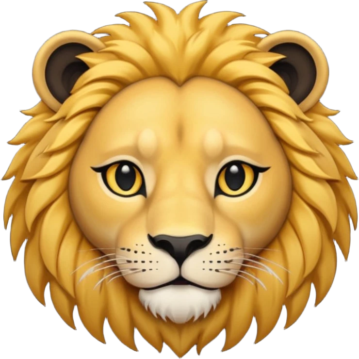 lion face emoji dot eyes, solid black , no iris, no Sclera emoji