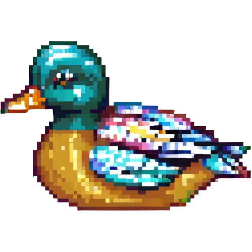 wood duck, small, colorful pixel art emoji