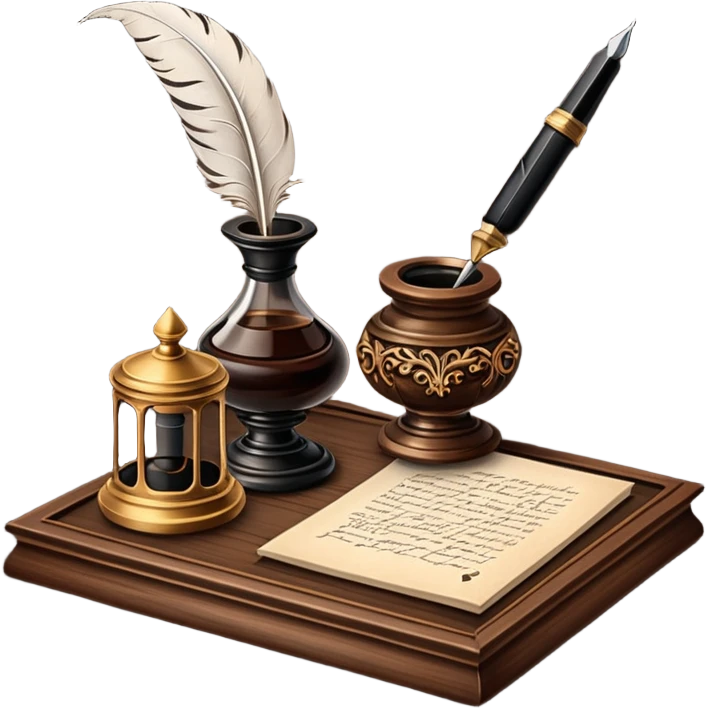 Vintage Quill + inkwell  emoji