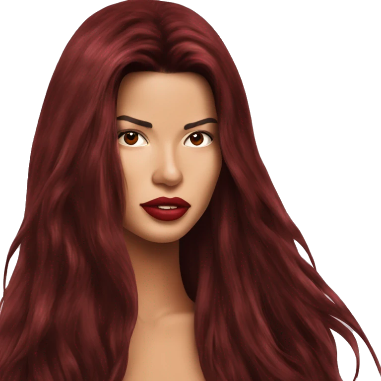 Adriana lima in 90s long dark red hair emoji