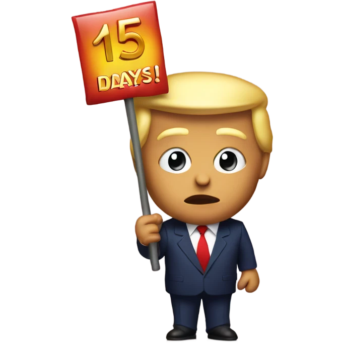 Trump holding sign saying 15 days emoji
