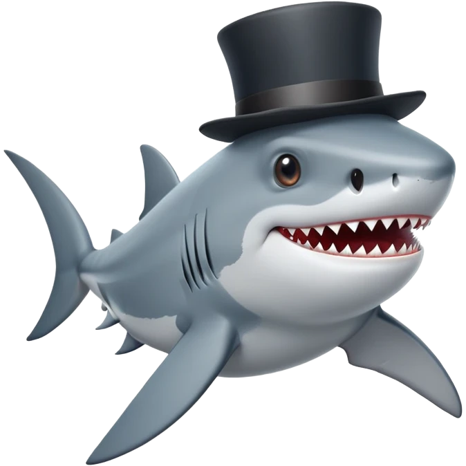 Shark with a top hat emoji
