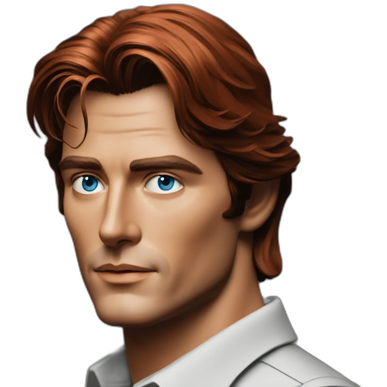 Alain delon solarpunk engineer blue eyes red hair emoji