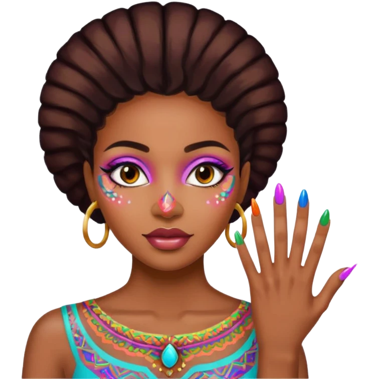 black woman nail art emoji