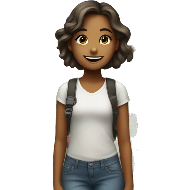smiling girl under a tree next to a Ferris wheel emoji