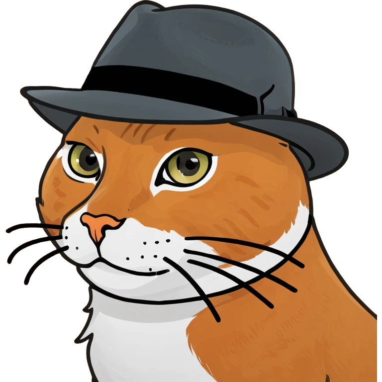 orange cat with a fedora emoji