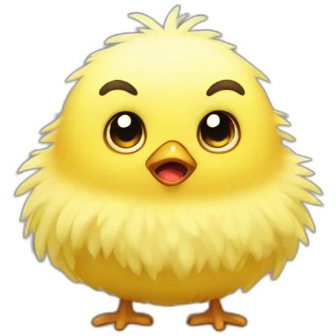 yellow fluffy chick scared, afraid emoji