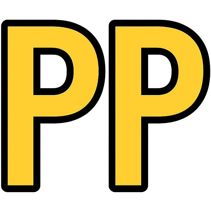 gigantic uppercase 'PP' in a modern icon style, bold and simple, with clean lines and balanced proportions emoji