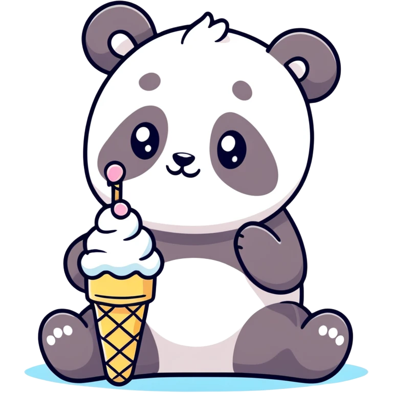 Panda eating ice cream emoji