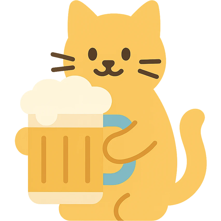 cat holding a giant beer mug emoji