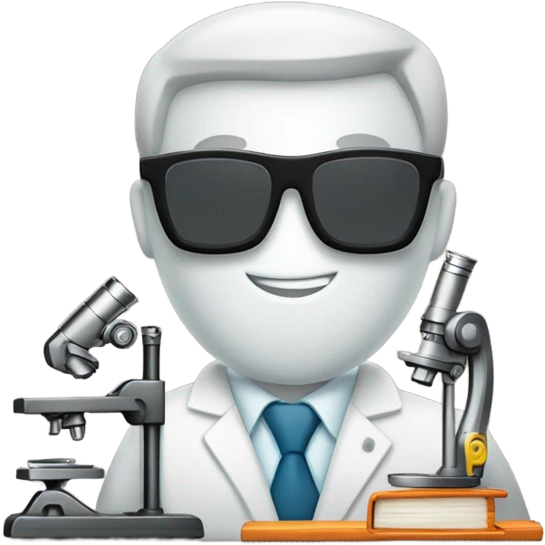 toolbox for scientist with a book, glasses, microscope emoji