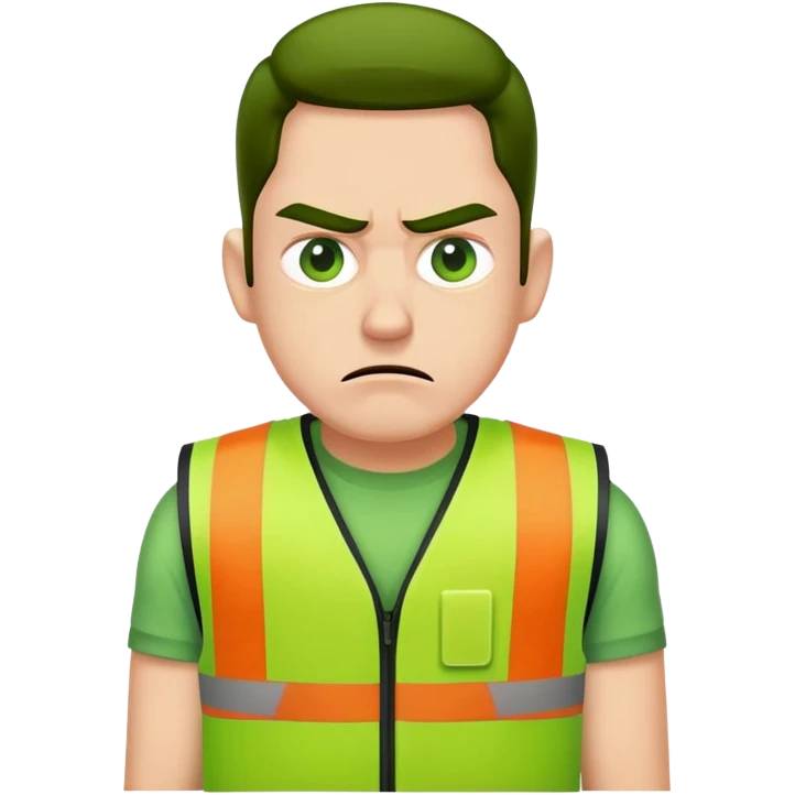 pissed off wearing a green visibility amazon vest emoji