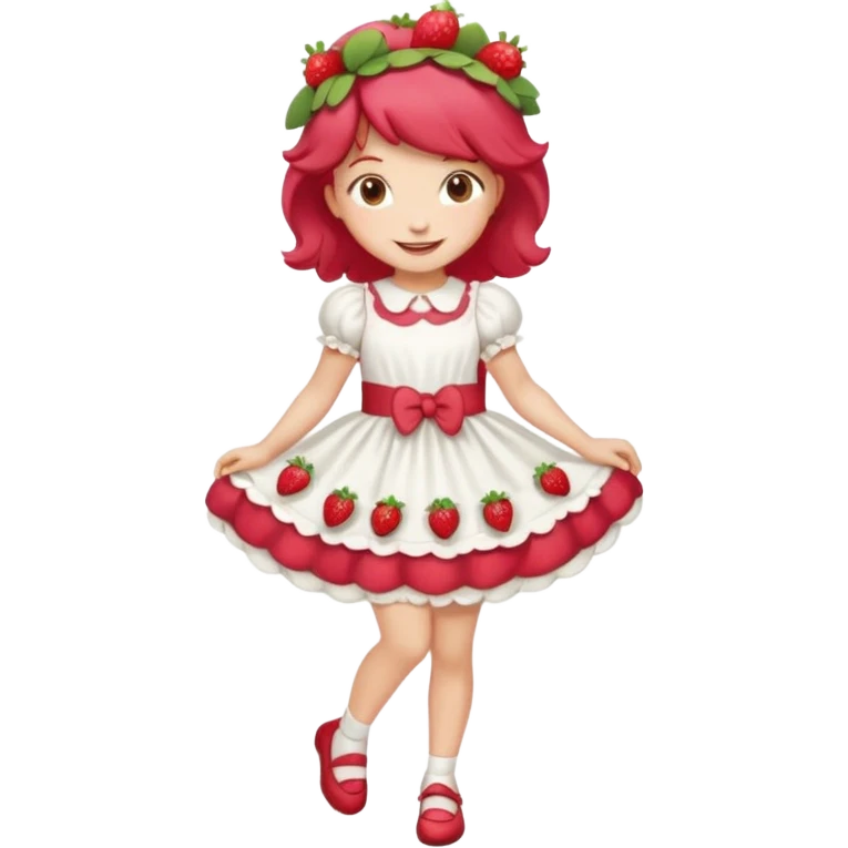 Strawberry shortcake human girl full body and legs with a strawberry barrette on her hair without a cake emoji
