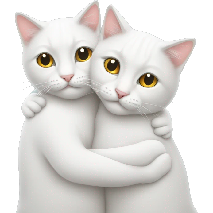 Two white British cats hugs  emoji