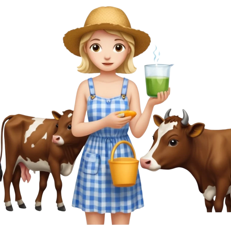 девушка пасет коров emoji