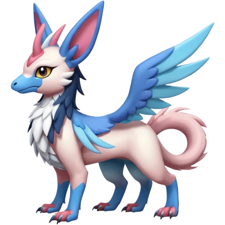 Chimera-Latios-Nargacuga-Sylveon-Silvally-Gryphon-fusion-hybrid-animal-creature  with long ears  emoji