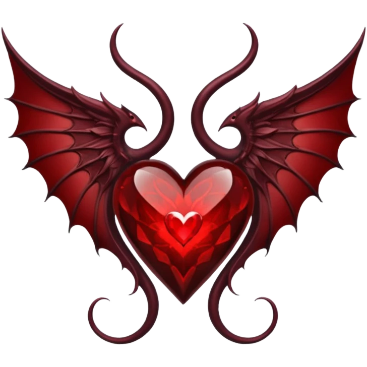 succubus wings, cryhstal heart  emoji