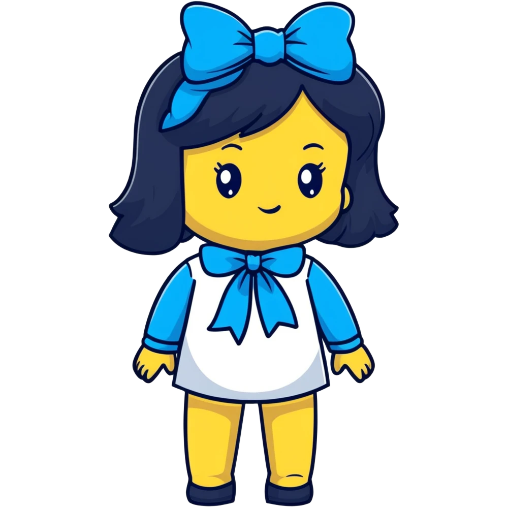 woman with a blue bow on her head and long black hair emoji