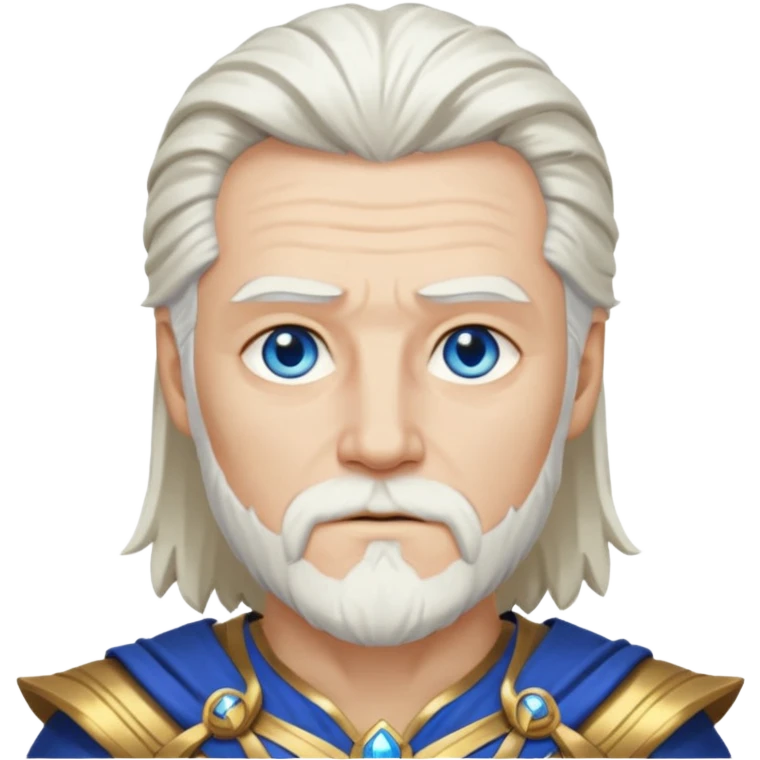 Odin with blue eyes, white hair, gold outfit emoji