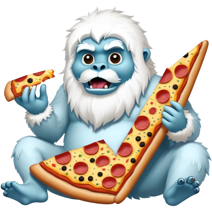 yeti eating a spam pizza emoji