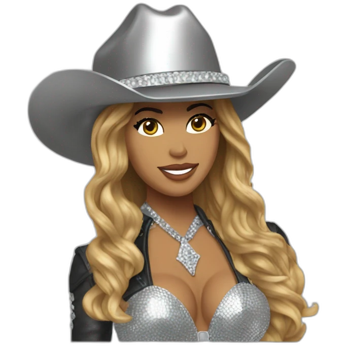 Beyoncé wear in silver cowboy on discoball horse emoji