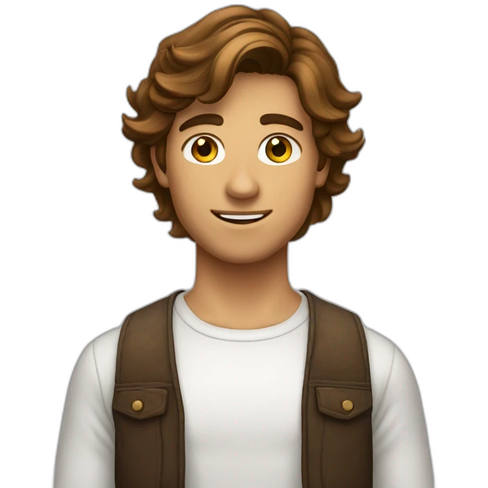 Jeune homme bronzé cheveux bruns emoji