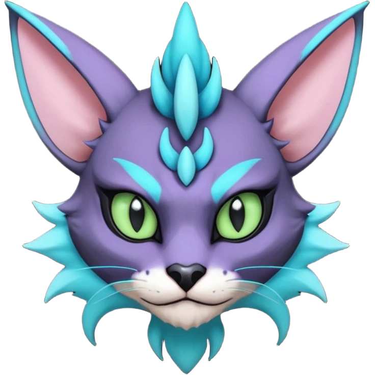 Black and cyan edgy Noivern-Noibat-Purloin-Torracat-Lykoi-Caracal-cat-Fakemon-fusion-hybrid-creature emoji