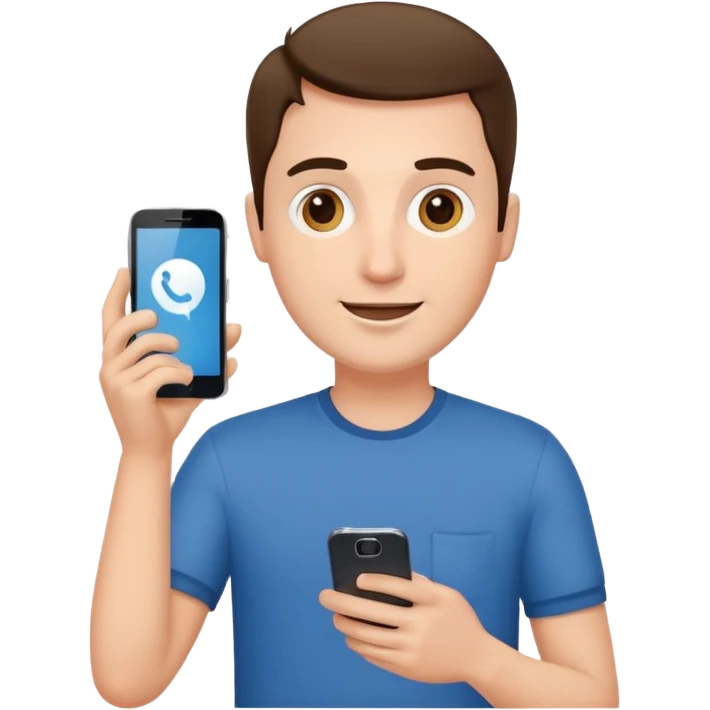 casual man holding phone and happly staring it emoji