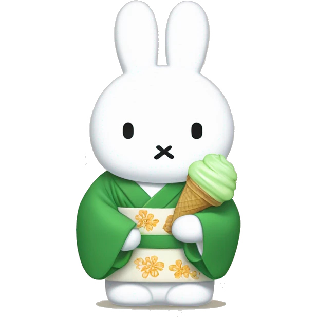 miffy eating matcha ice cream wearing a kimono emoji