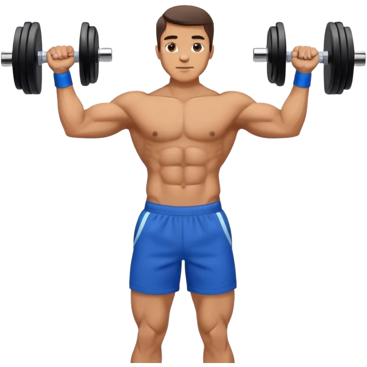 man with blue shorts doing dumbbell lateral-raise (T-pose) side-deltoid exercise emoji