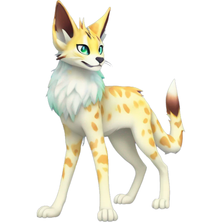 Epic Edgy Colorful ethereal eldritch Sergal-Serval-Fionbri full body emoji