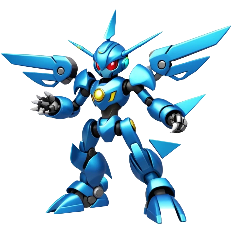 Shiny Futuristic Cool Edgy Fakemon-Pokemon-Digimon-Spectrobes-Medabot-fusion, full body emoji