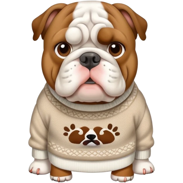 un bouledogue avec un pull sur lui emoji