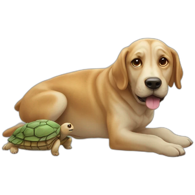Chien sur une tortue emoji