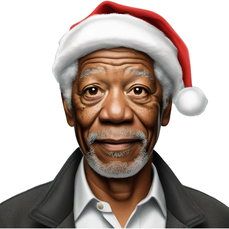 Morgan Freeman with santa hat emoji