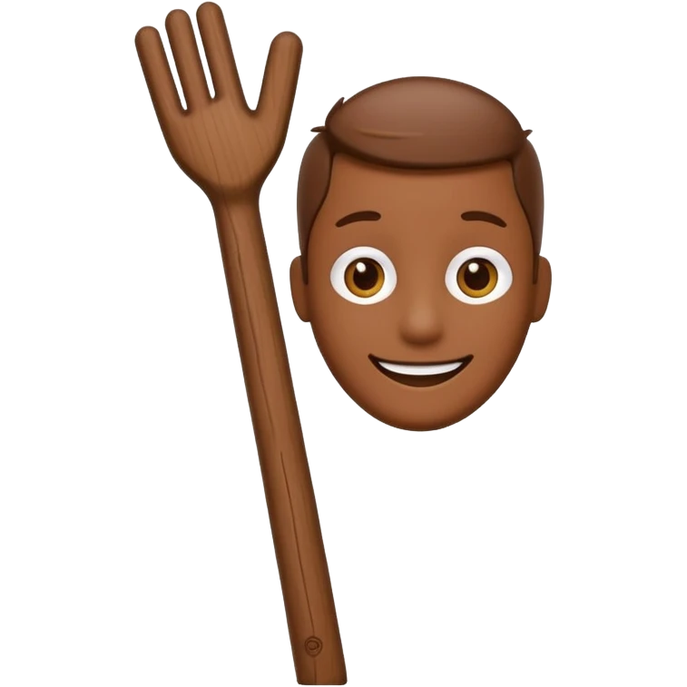 wooden stick man standing, friendly and bold emoji