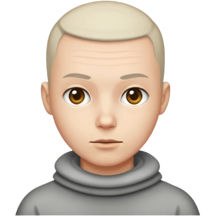 Buzz cut emoji not smiling and white skin color emoji