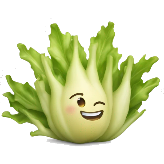 a little creature that looks like an endive, with smiling eyes and a smiling mouth emoji