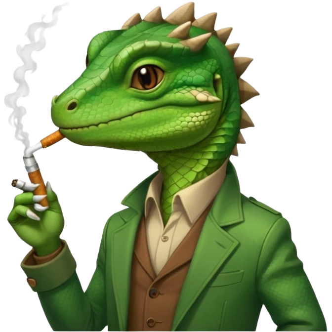 Lizard in a jacket smoking a joint emoji