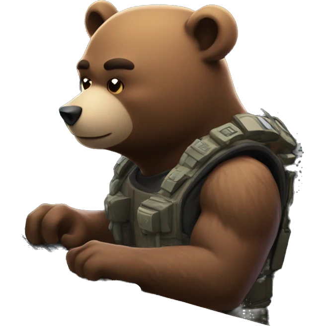 Bear playing valorant at its gaming pc emoji