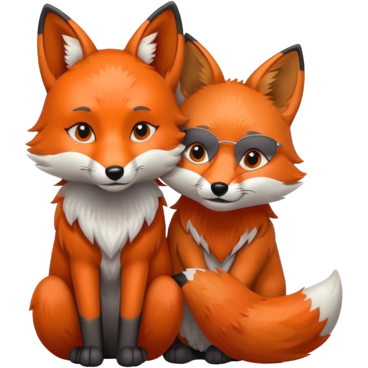 Fox and wolf being in love emoji