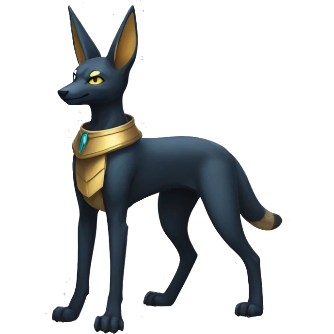 Anubis-Umbreon-Lucario on four legs full body emoji